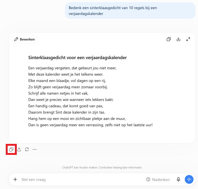 ChatGPT Reactie kopieren ChatGPT Reactie kopieren